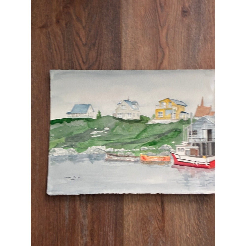 Peggys Cove 3 Nova Scotia 2006 Warren C Plauche Original Watercolor 11x15
